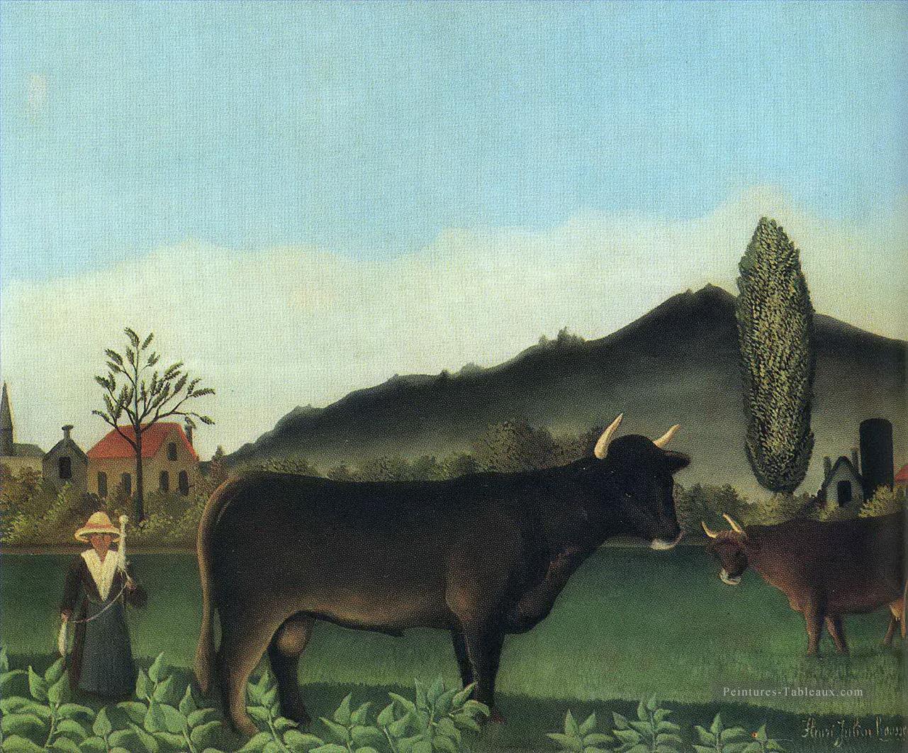 taureau dans le champ 191345 Henri Rousseau post impressionnisme Naive primitivisme Peintures à l'huile